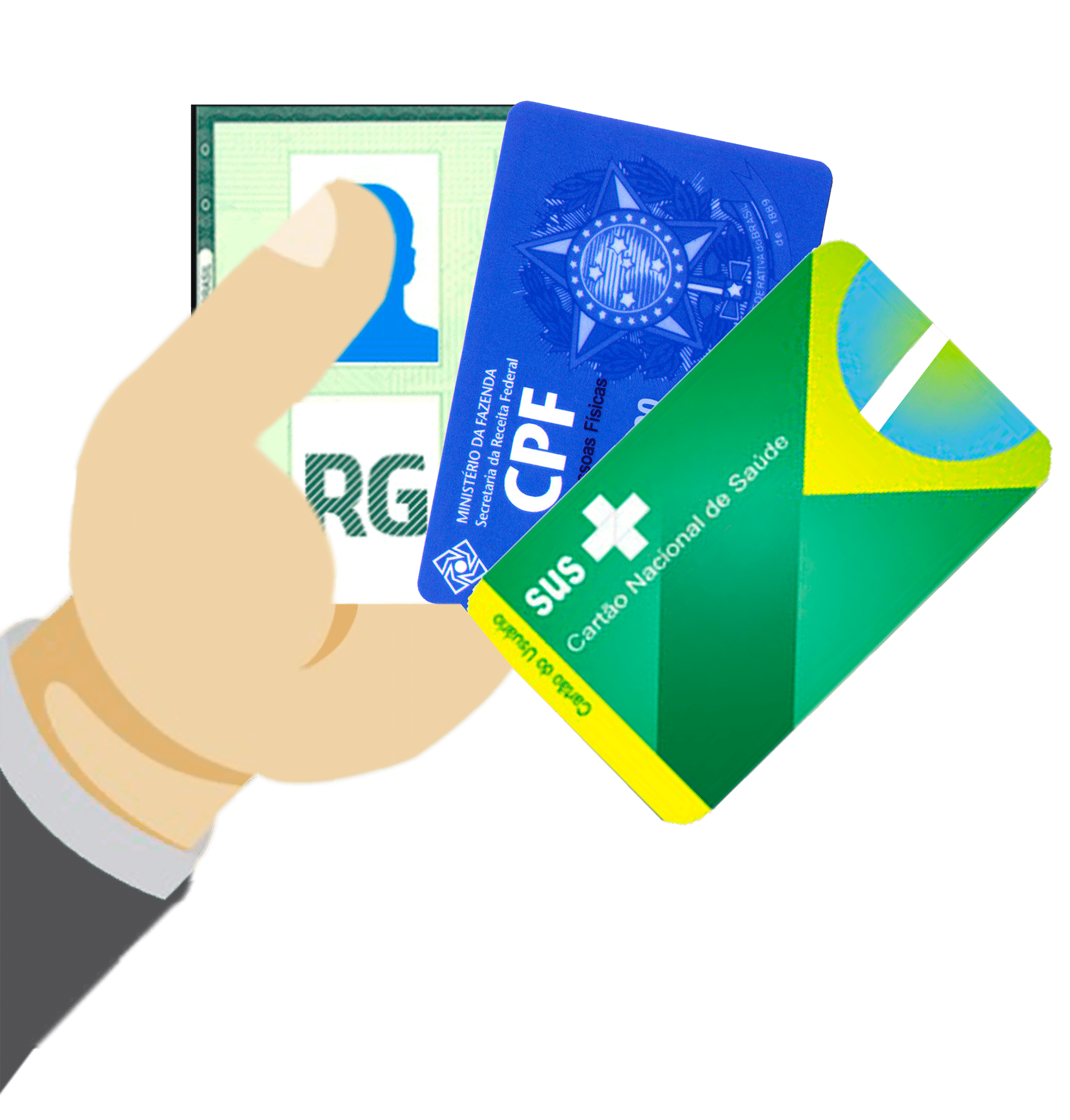 Documentos pessoais e cartões necessários para atendimento hospitalar